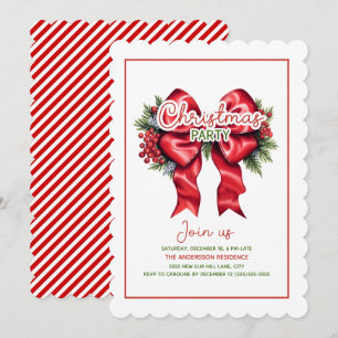 Invitation de fête de Noël à bordure festonnée ave