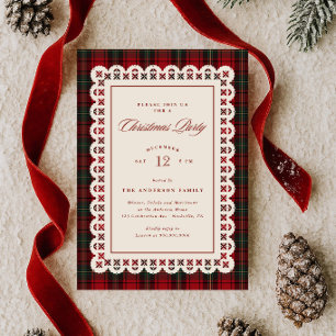 Invitation de fête de Noël à cadre en point de den