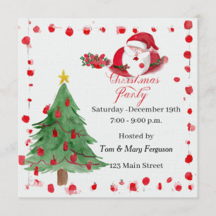 Invitation de fête de Noël à l'aquarelle du Père N