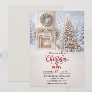 Invitation de fête de Noël au coin du feu cosy