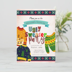 Invitation de fête de Noël au motif de pull moche