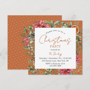 Invitation de fête de Noël au Poinsettia de fête
