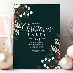 Invitation de fête de Noël aux baies de houx flora