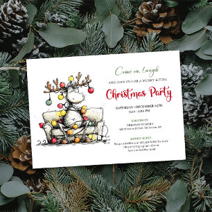Invitation de fête de Noël chic et drôle de renne