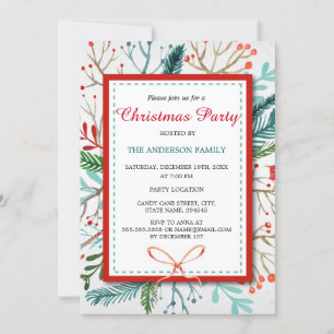 Invitation de fête de Noël dans la forêt fantaisis
