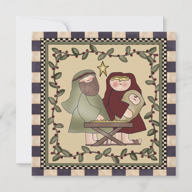 Invitation de fête de Noël de nativité (Devant)