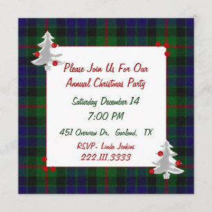Invitation de fête de Noël de plaid de tartan