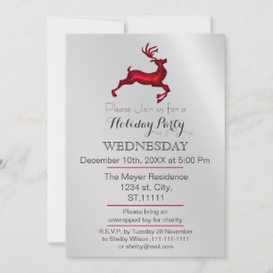 Invitation de fête de Noël de rennes argentés et r