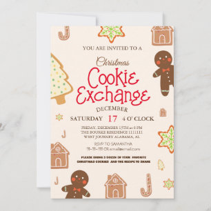 Invitation de fête de Noël d'échange de biscuits e
