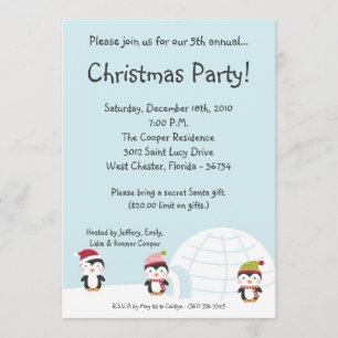 invitation de fête de Noël d'igloo des pingouins