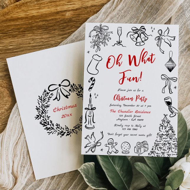 Invitation de fête de Noël Doodle Vacances Merveil (Créateur téléchargé)