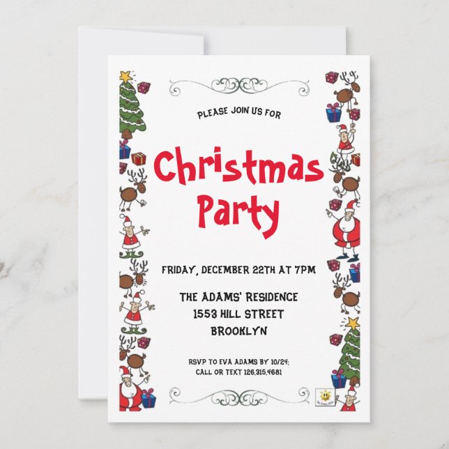 Invitation de fête de Noël en aquarelle (Devant)