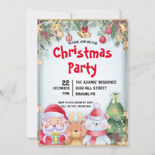 Invitation de fête de Noël en aquarelle