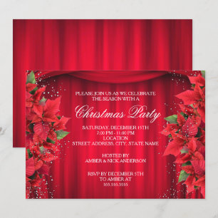 Invitation de fête de Noël florale de houx à étinc