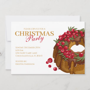 Invitation de fête de Noël Gâteau Bundt aux Canneb