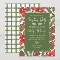 Invitation de fête de Noël joyeuse au Poinsettia e