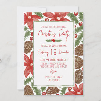 Invitation de fête de Noël joyeuse au Poinsettia e