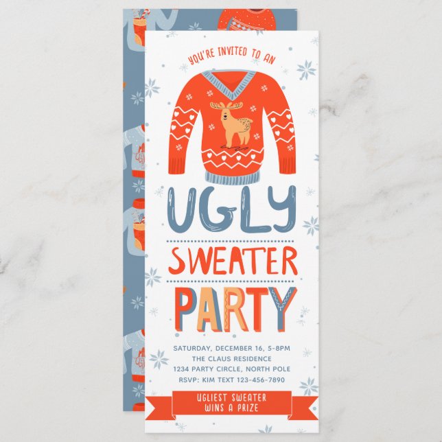 Invitation de fête de Noël moche (Devant / Derrière)