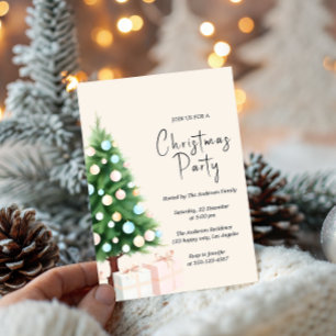 Invitation de fête de Noël moderne à l'aquarelle p