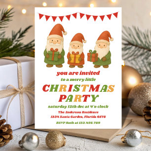 Invitation de fête de Noël modifiable Rétro Gnomes