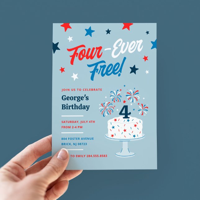 Invitation de fête de quatre ans gratuite (Créateur téléchargé)
