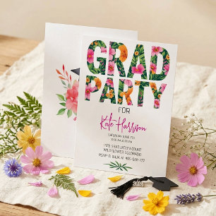 Invitation de fête de remise des diplômes à typogr
