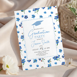 Invitation de fête de remise des diplômes Bleu For