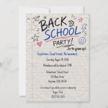 Invitation de fête de rentrée pour adultes sur un