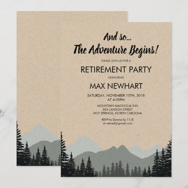 Invitation de fête de retraite rustique (Devant / Derrière)