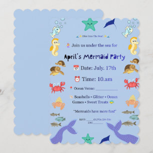 Invitation de fête de sirène de style sous-marin m