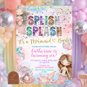 Invitation de fête de sirène Glitter Sequin Splish