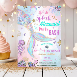 Invitation de fête de sirène scintillante modifiab