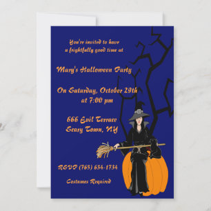 Invitation de fête de sorcière se reposant sur une