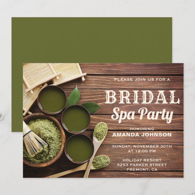 Invitation de fête de spa vert pour une douche de  (Devant / Derrière)