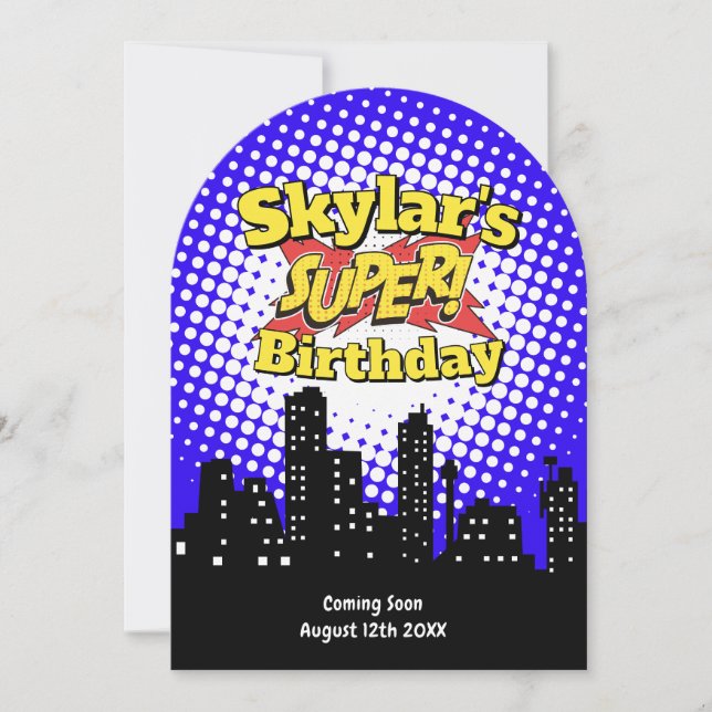 Invitation de fête de super-héros pour enfants - F (Devant)