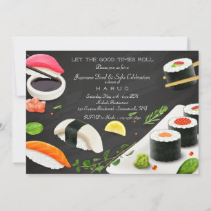 Invitation de fête de sushi de nourriture japonais