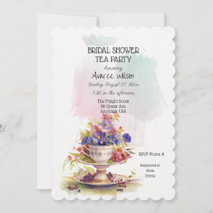 Invitation de fête de thé de mariage floral de pri