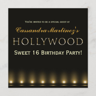 Invitation de fête de typographie dorée de Hollywo