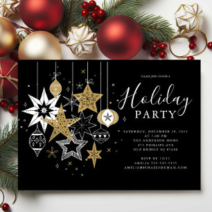 Invitation de fête de vacances Black & Gold modern