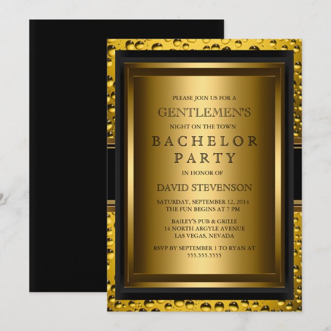 Invitation de fête d'enterrement de vie de garçon  (Devant / Derrière)