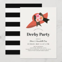 Invitation de fête Derby Roses Chapeau Rouge Grand
