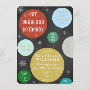 Invitation de fête des Fêtes Retro Snowflakes & Ci