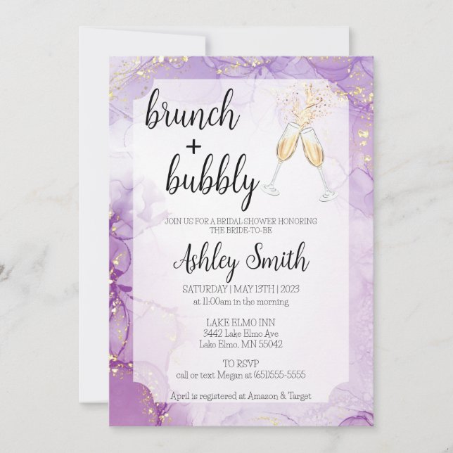 Invitation de Fête des mariées de Brunch & Bubbly  (Devant)