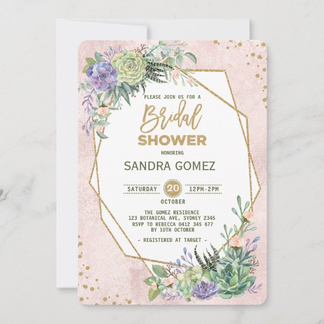 Invitation de Fête des mariées de Cactus de cadre  (Devant)