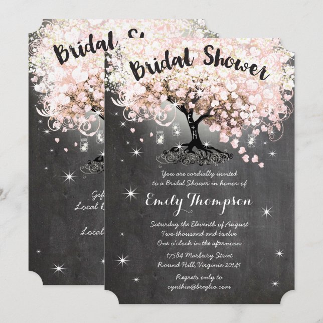 Invitation de Fête des mariées de feuille de coeur (Devant / Derrière)