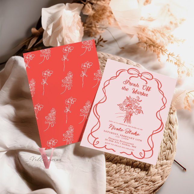 Invitation de Fête des mariées de marché dessiné à (Créateur téléchargé)