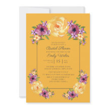 Invitation de Fête des mariées florale jaune mouta