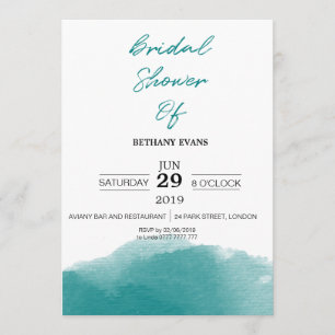 Invitation de Fête des mariées Turquoise bleu d'aq