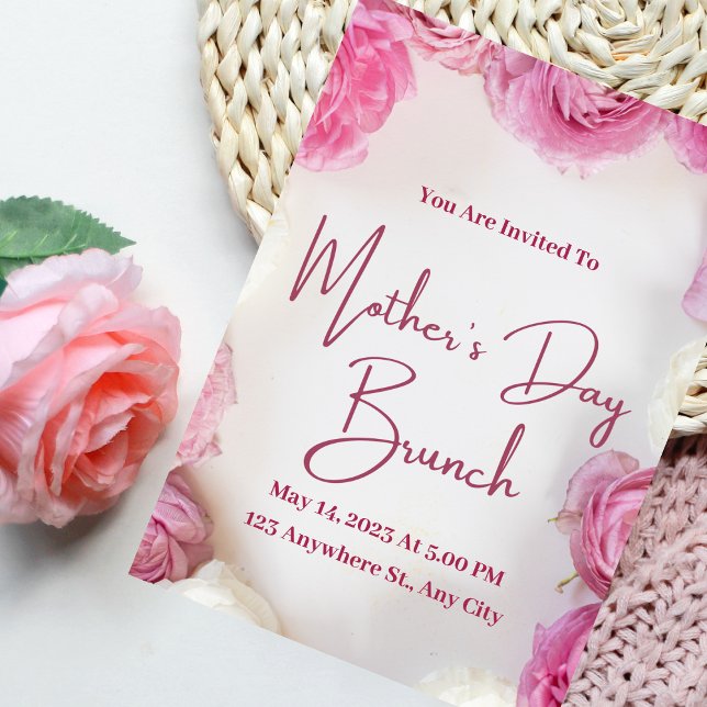 Invitation de fête des mères rose moderne (Créateur téléchargé)
