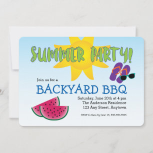 Invitation de fête d'été avec Watermelon & Sun